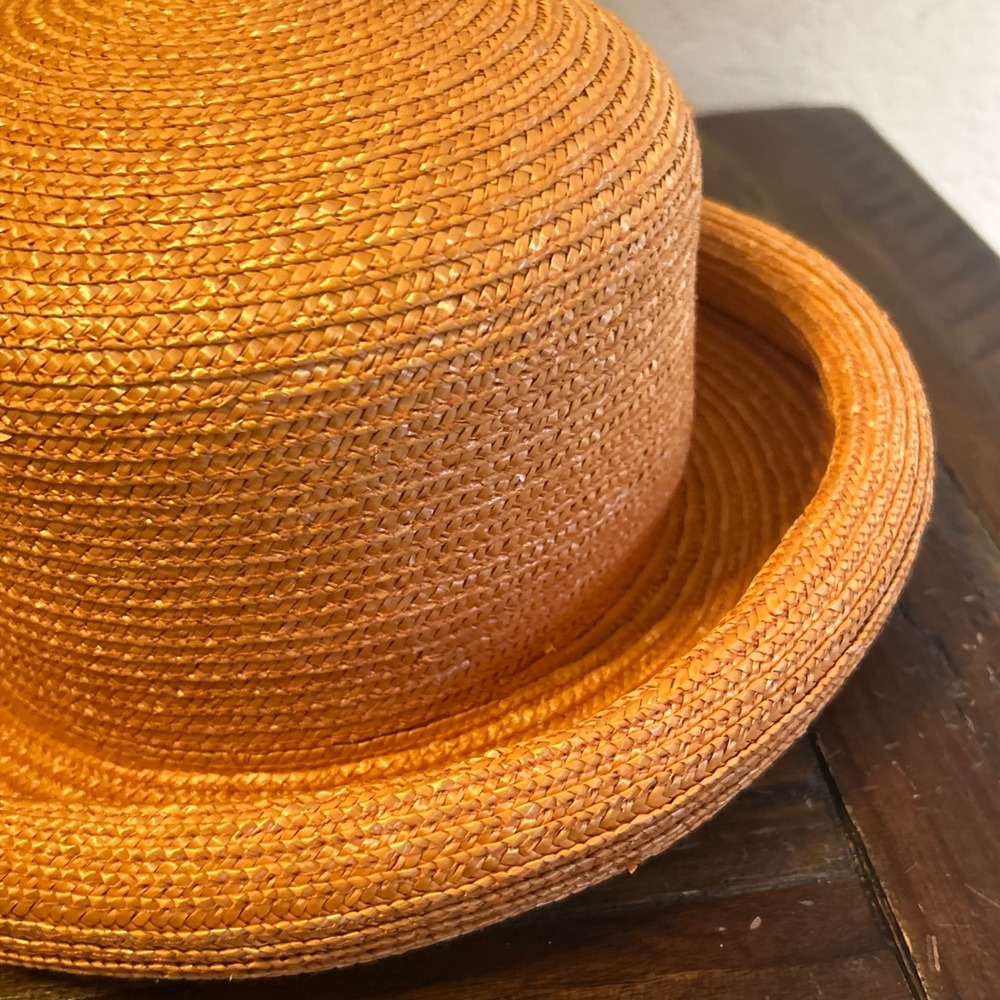 Betmar Orange 100% Straw Cloche Hat Rolled Brim All Around RN 29219 - Picture 3 of 7